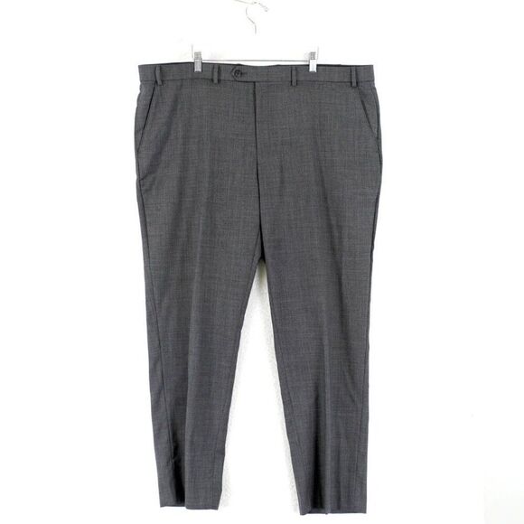 DAMAGED Lauren Ralph Lauren Gray Blue Shakskin Wool Flat Front Dress Pants 45/30 - Picture 1 of 11